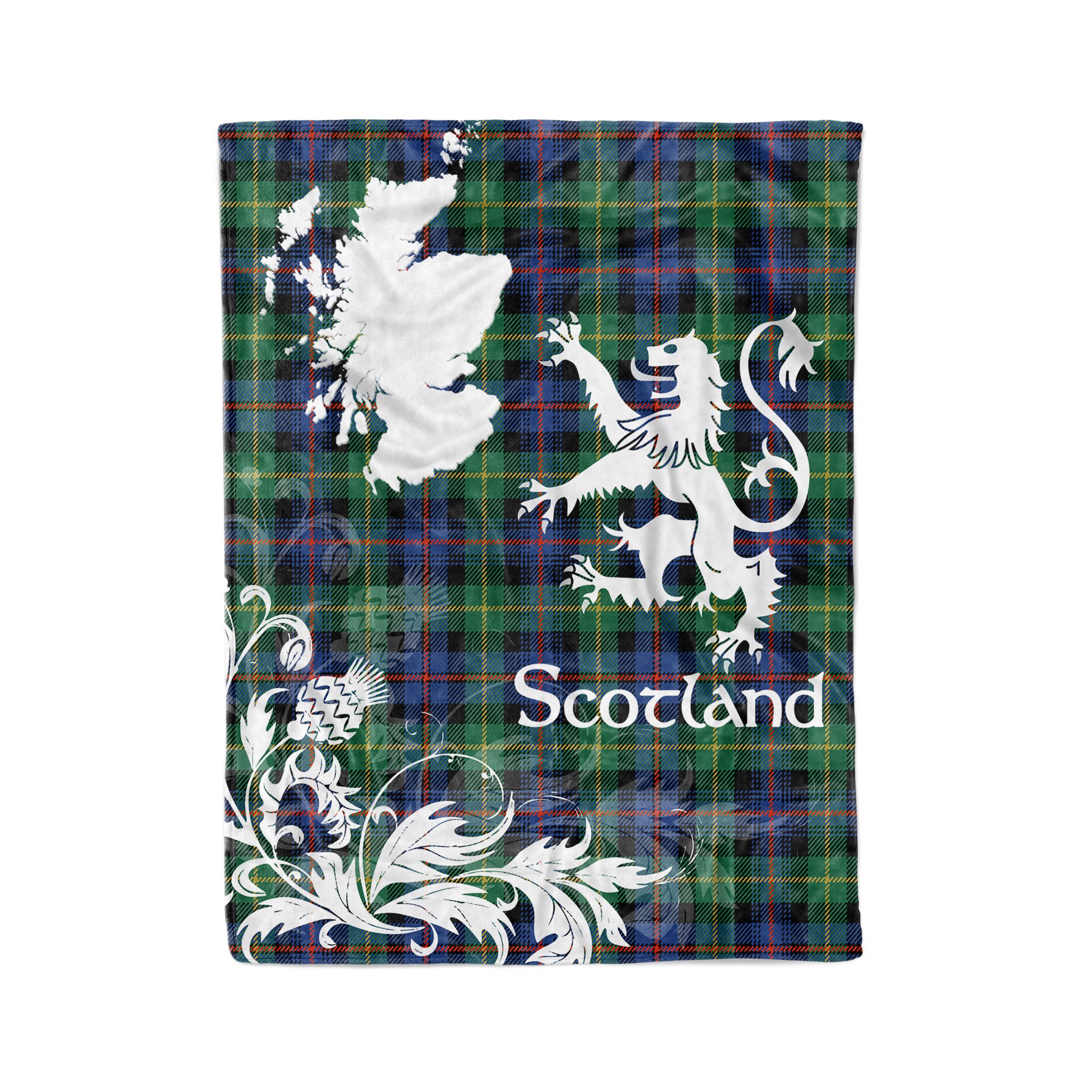 Tartan Plaid Fleece Blanket Tartan Blanket Thistle And Lion Scottish Clan Farquharson Ancient Plaid Blanket