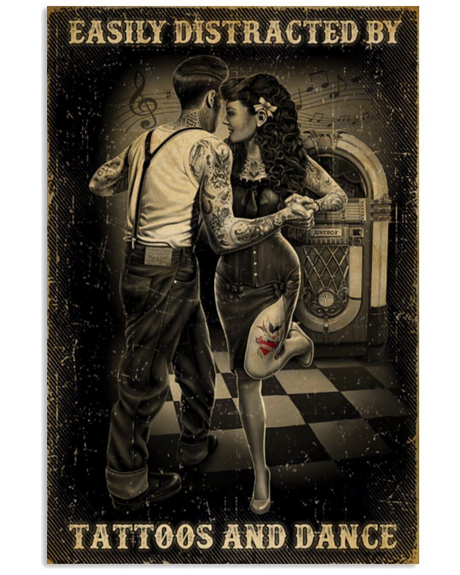 Couple Easily Distracted By Tattoos Dance poster canvas