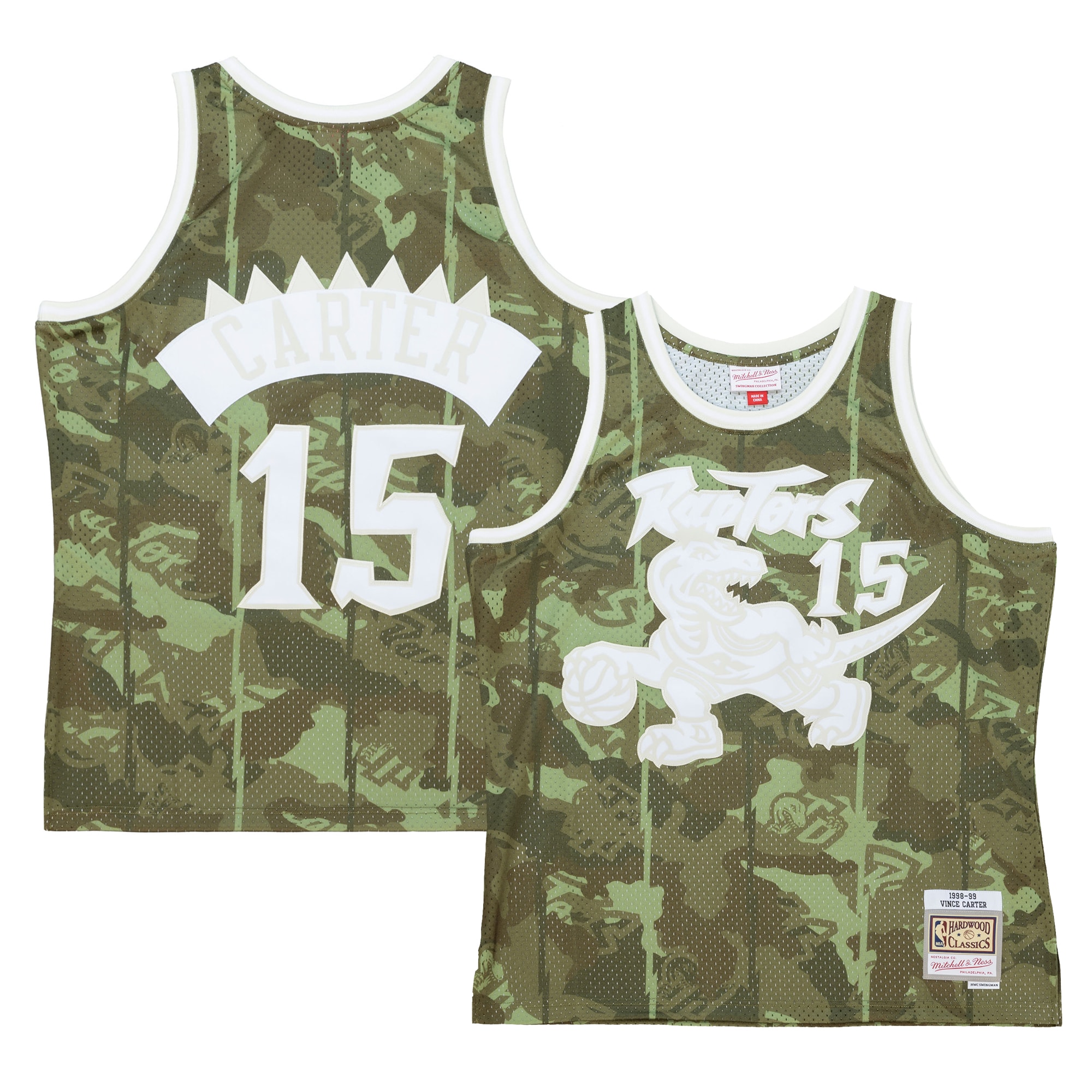 Vince Carter Toronto Raptors Mitchell & Ness Hardwood Classics 1998/99 Ghost Green Swingman Jersey – Camo