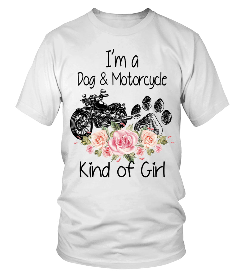 Im A Dog And Motorcycle Kind Of Girl Flower Gift Women Dog Lovers T-shirt