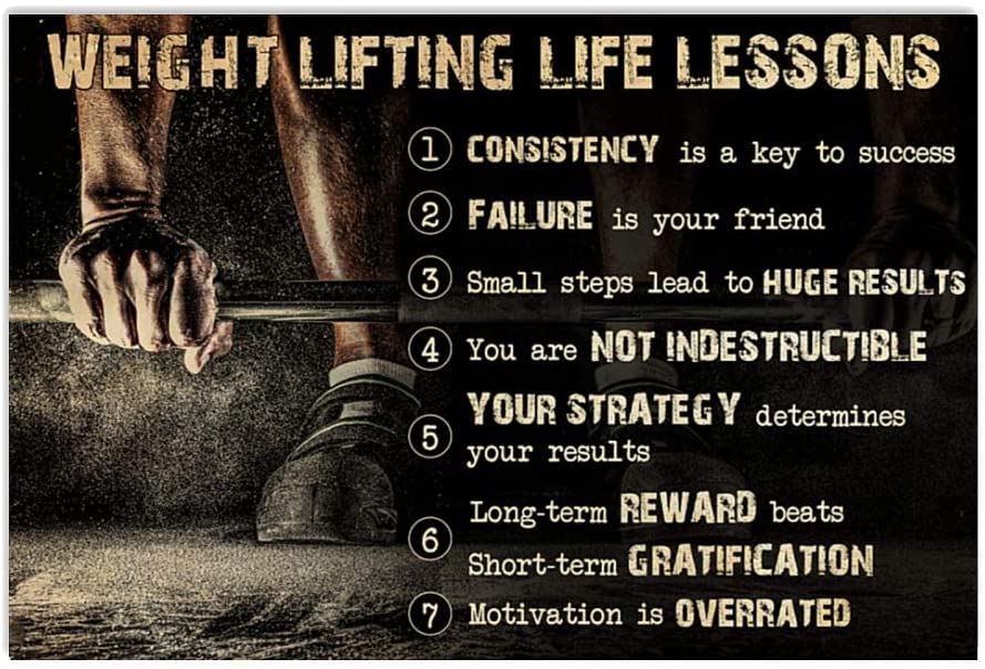 Vintage Weight Lifting Life Lessons Poster Art Print      Home Decor Gift For Men Women Family Friend On Birthday Xmas