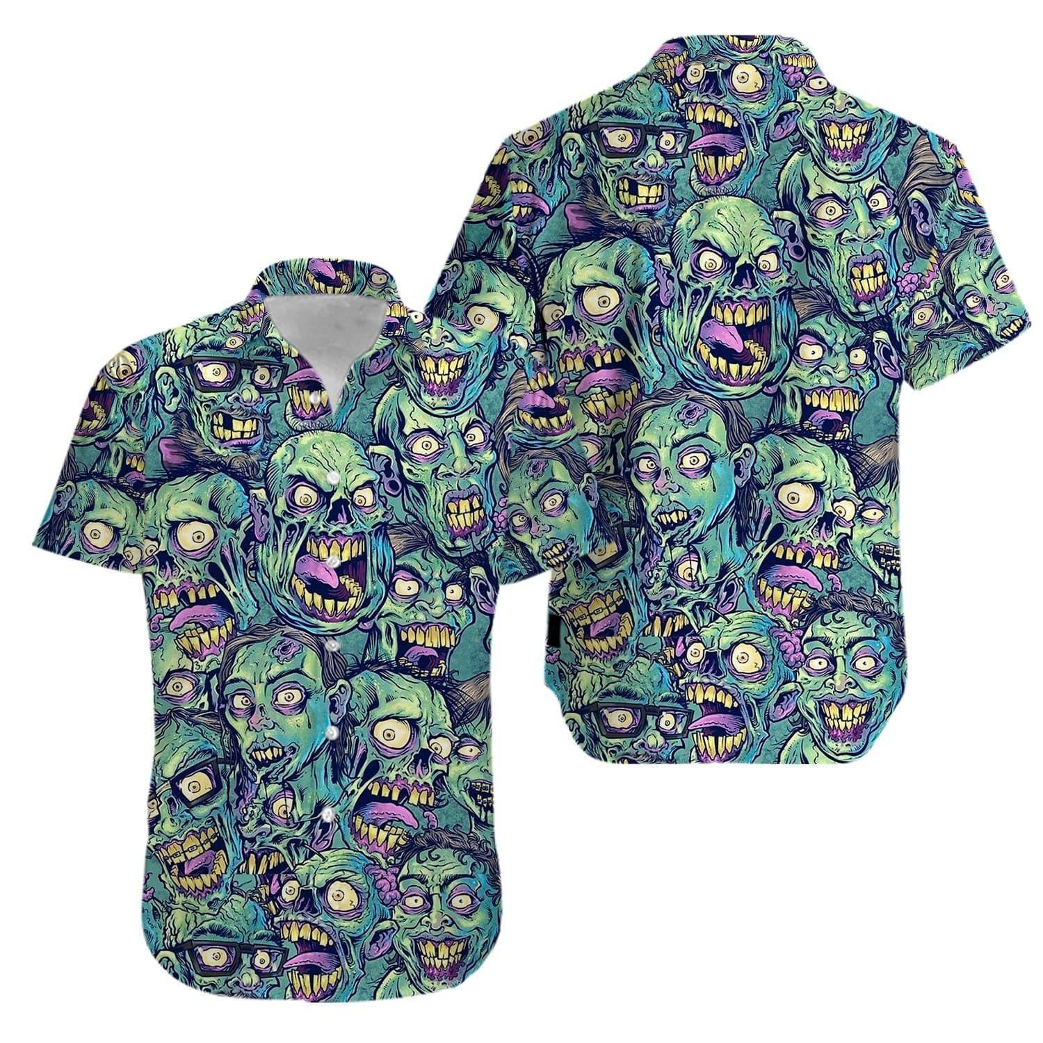 Zombies Aloha Hawaiian Shirt Colorful Short Sleeve Summer Beach Casual Shirt For Men And Women