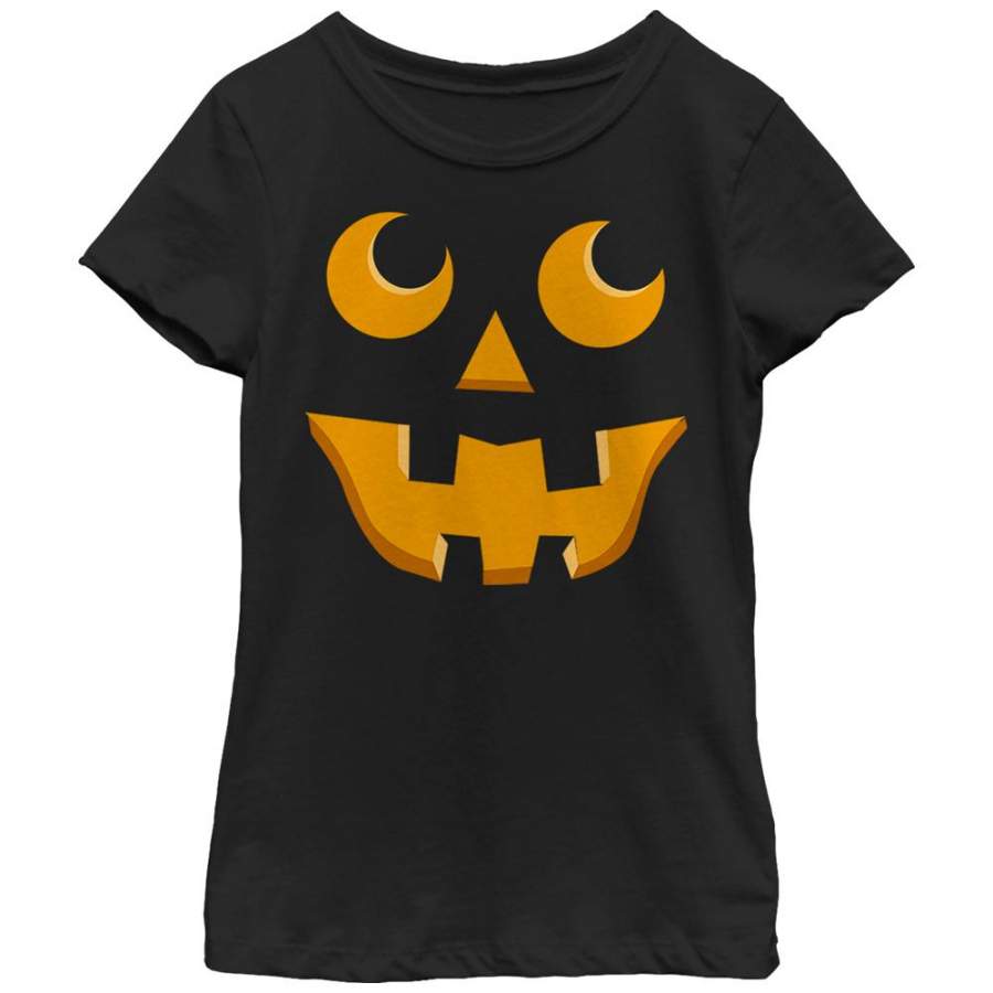 Lost Gods Girl’s Halloween Jack-o’-Lantern Toothy Grin  T Shirt Black