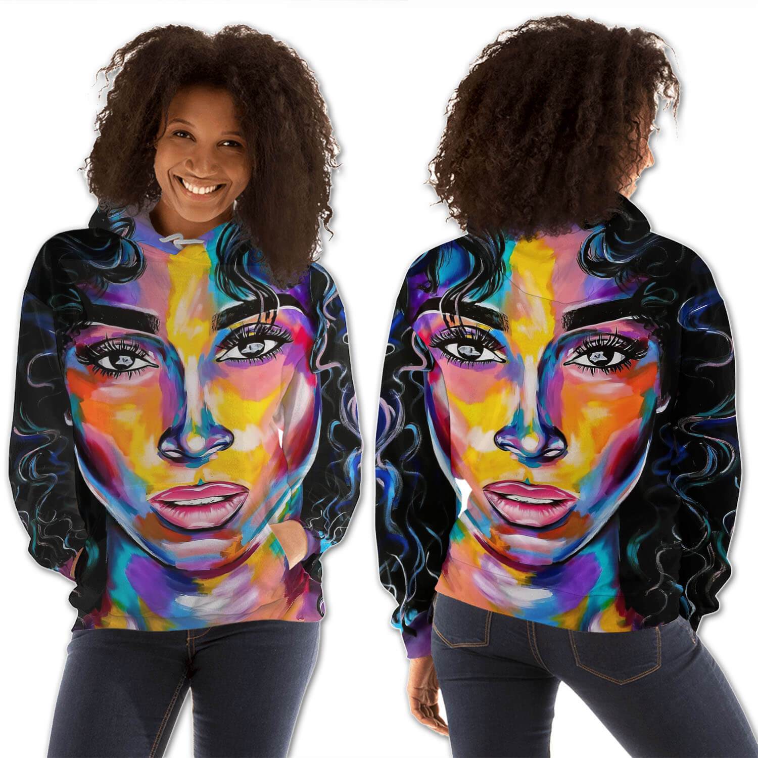 African American Hoodies Beautiful Black American Woman All Over Print Womens Hooded Sweatshirt African Print Styles BPS14930