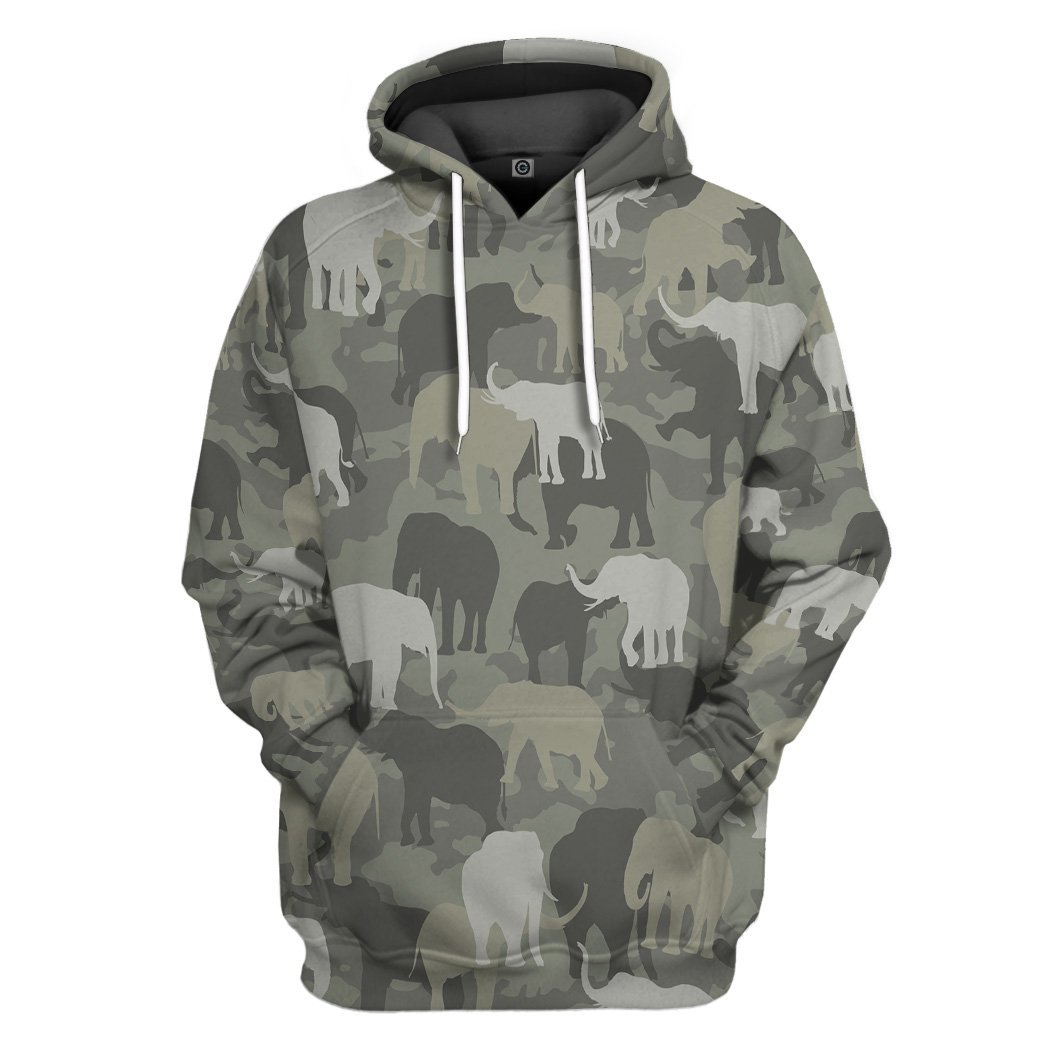 Gearhumans 3D Elephants Camo Custom Tshirt Hoodie Apparel