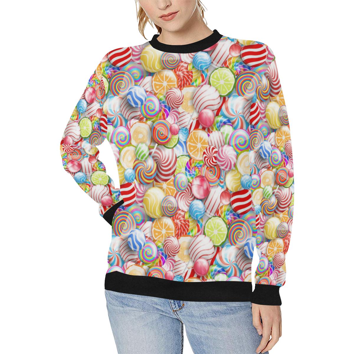 Candy Lollipop Pattern Women’s Crew Neck Sweatshirt