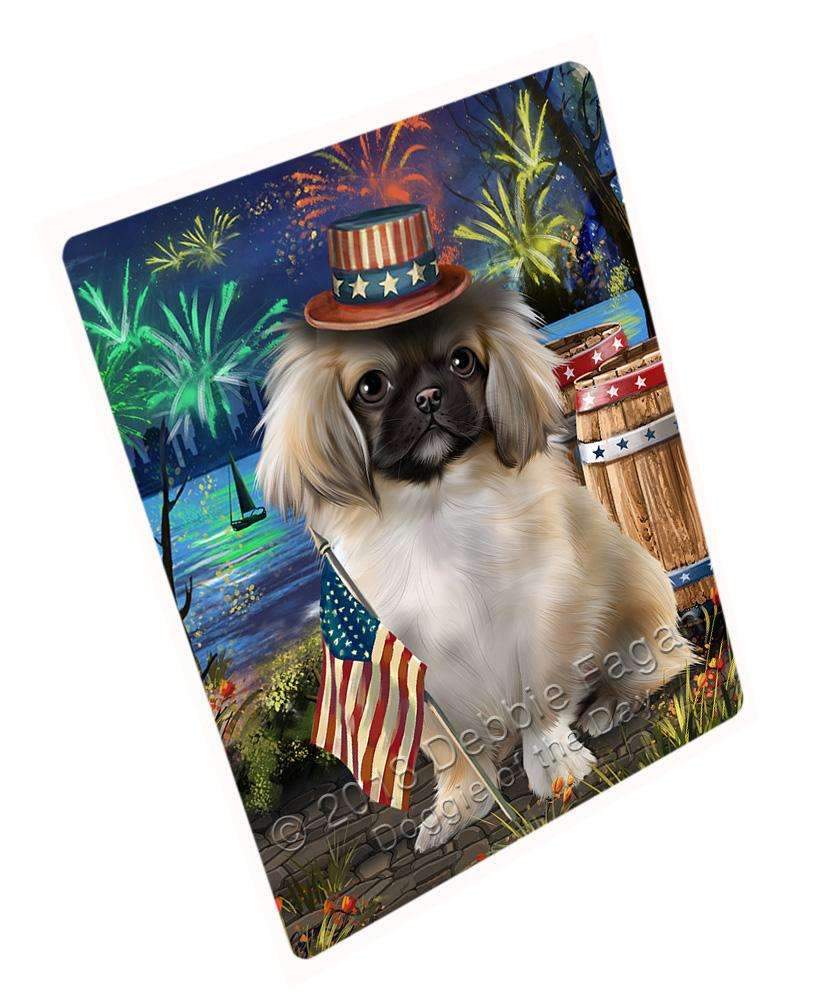 4Th Of July Independence Day Fireworks Pekingese Dog At The Lake Blanket Blnkt76854