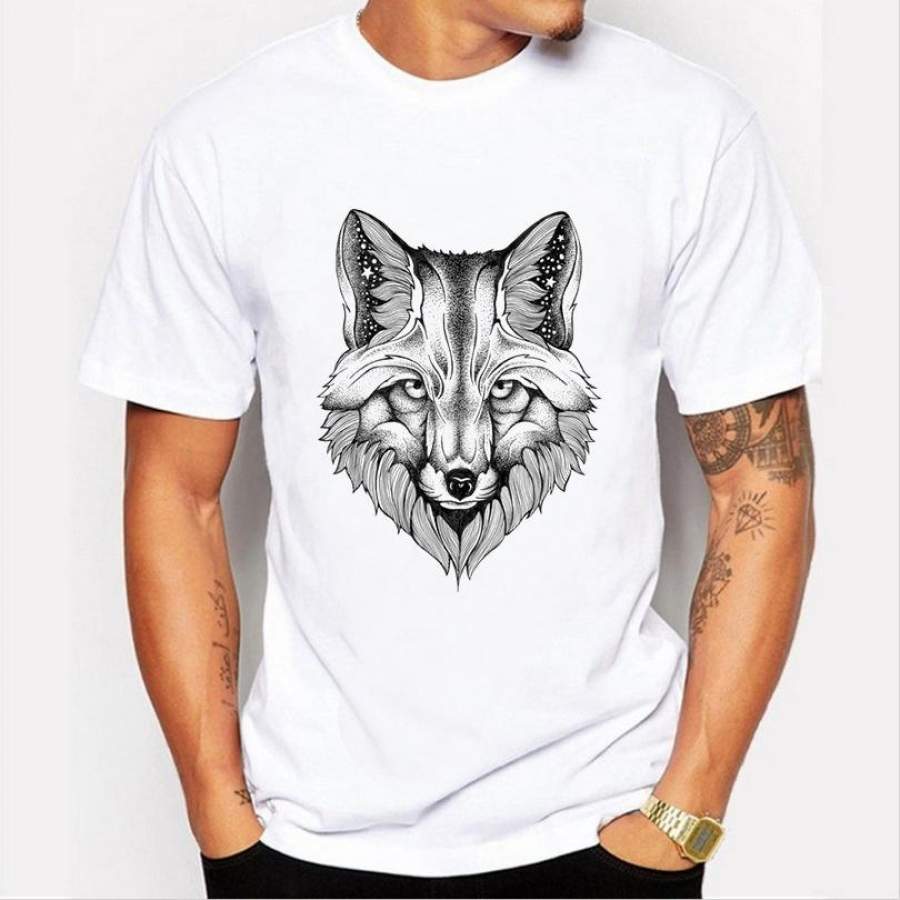 2017 Summer Fashion Wolf T-Shirt Men Winter Adventure Sketch Drawing T-Shirt Fitness Game Power Wolf T-Shirt