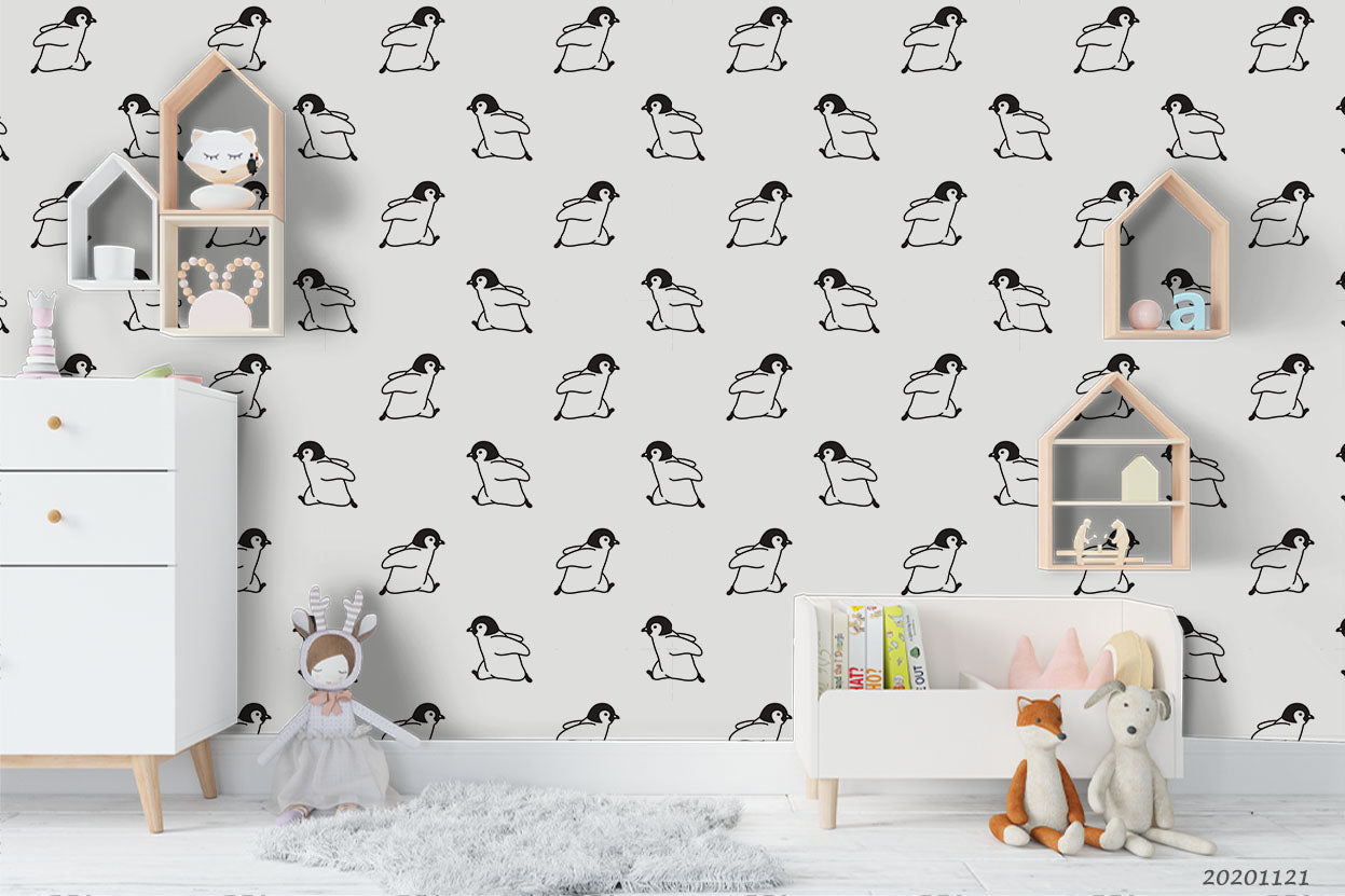 3D Cartoon Animal Penguin Wall Mural Wallpaper Lqh 84