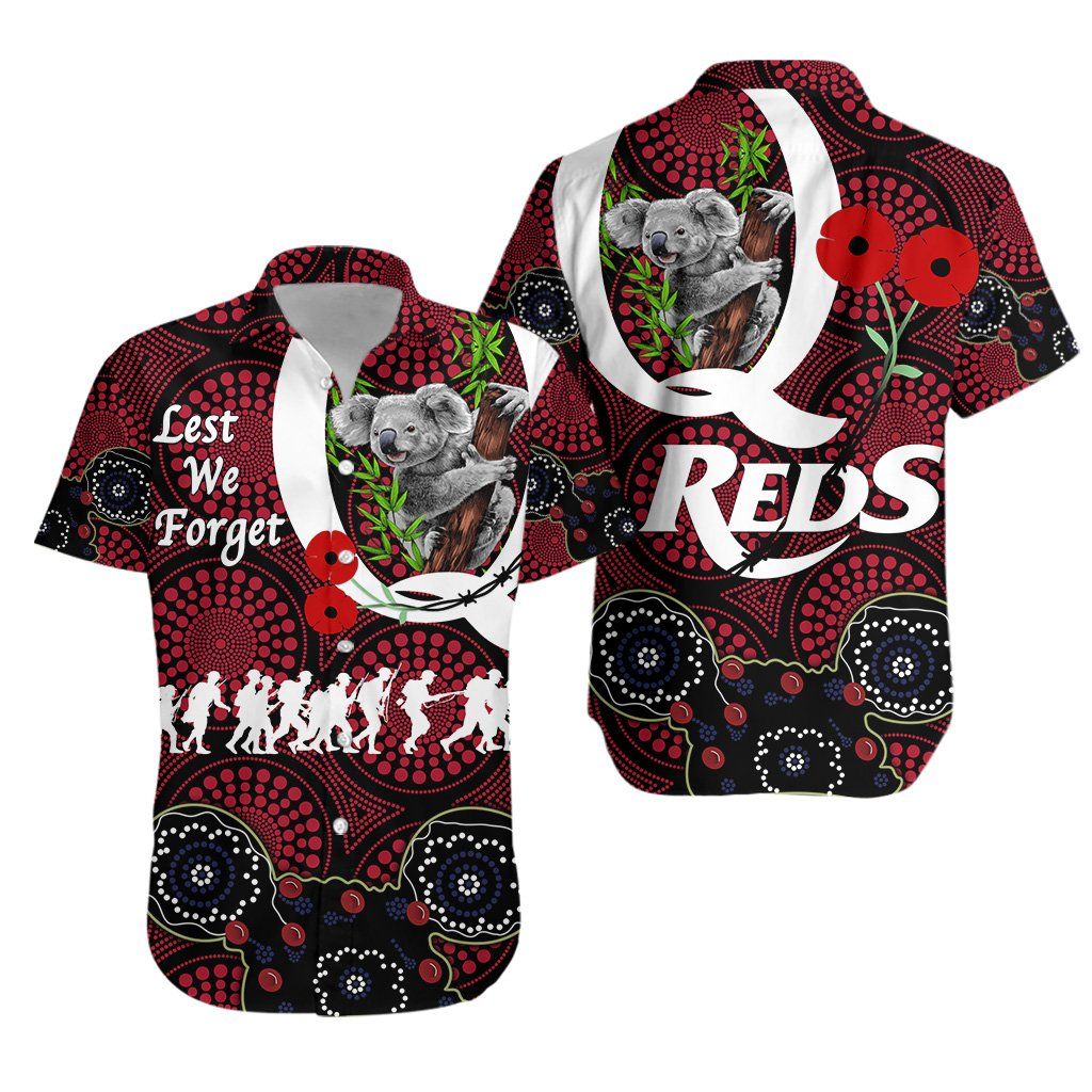 Australia Hawaiian Shirt Queensland Reds Rugby Anzac Day Th6