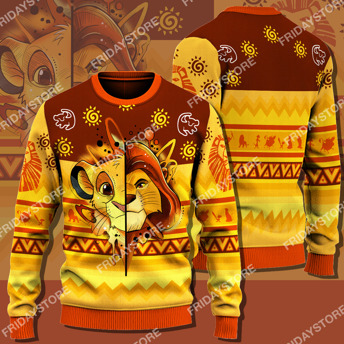 Unifinz Lk Sweater Half Lion Christmas Ugly Sweater Amazing High Quality Lk Simba Ugly Sweater 2022