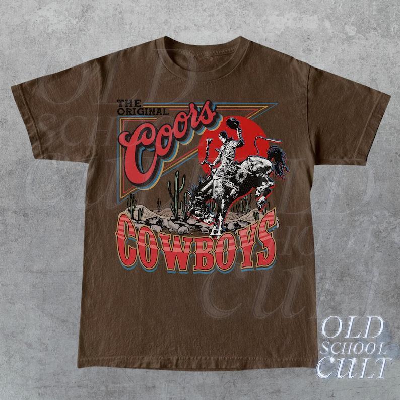 Coors Western Cowboy T Shirt  Vintage 90s Western Shirt  Retro Coors Tee  Rodeo Cowboy Shirt