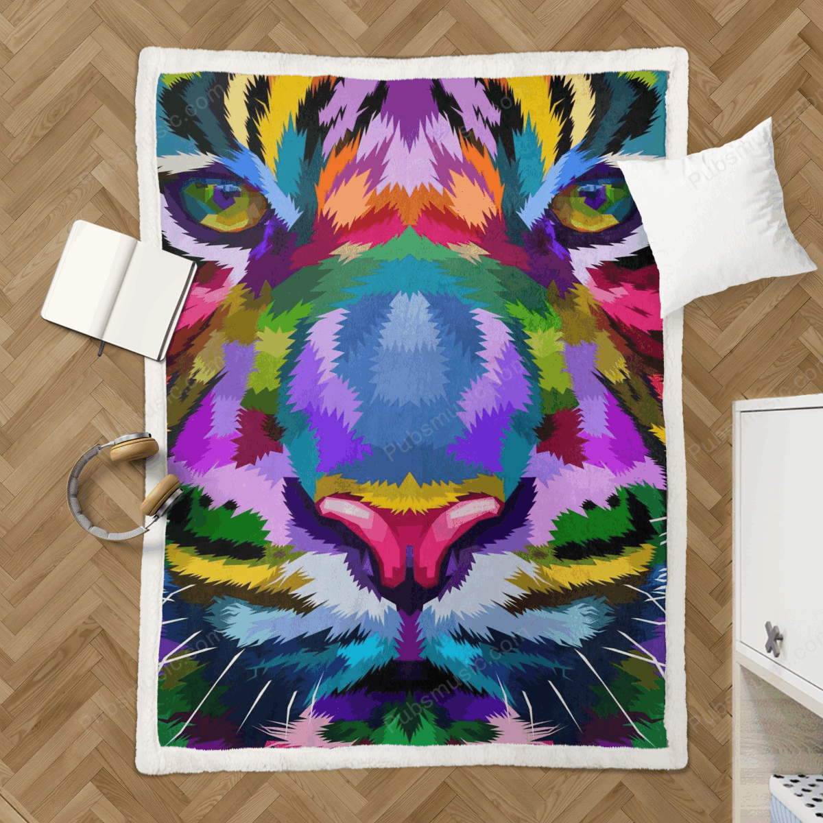 Tiger Face Close Up  – Close Up Of Animals Sherpa Fleece Blanket