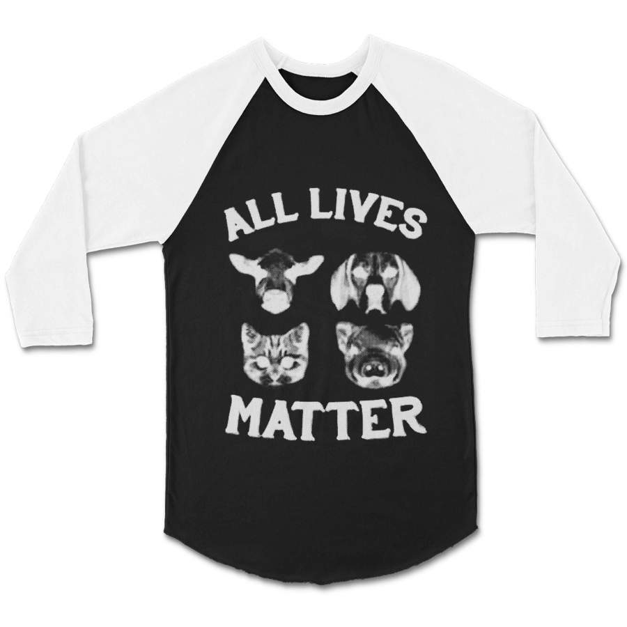 Vegan Herbivore Vegetarianism Animals Friends Not Food All Lives Matter Rights Pescatarian CPY Unisex 3/4 Sleeve Baseball Tee T-Shirt