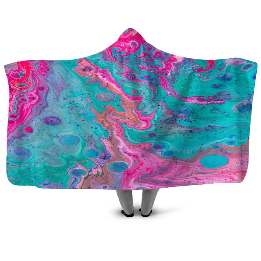 Cotton Candy Paint Swirls Hooded Blanket