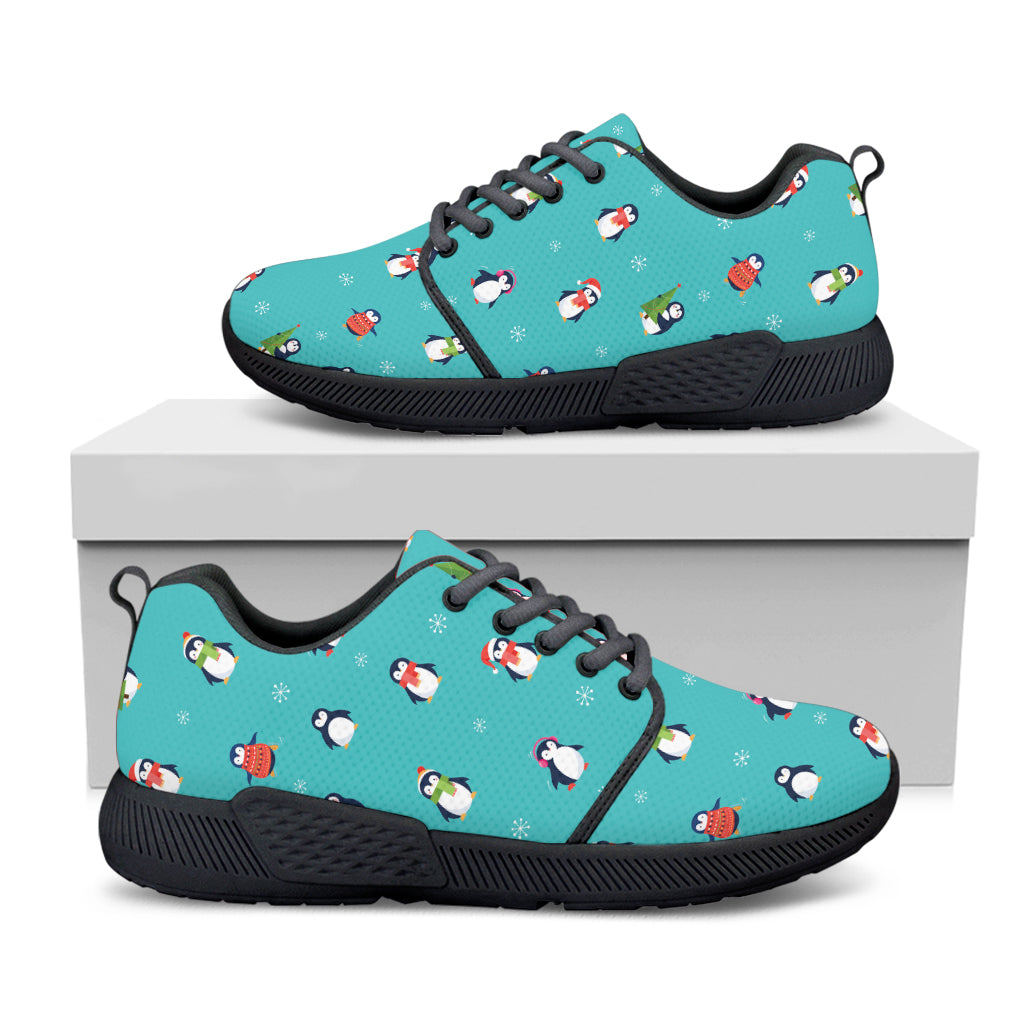 Cute Snowy Penguin Pattern Print Black Athletic Shoes