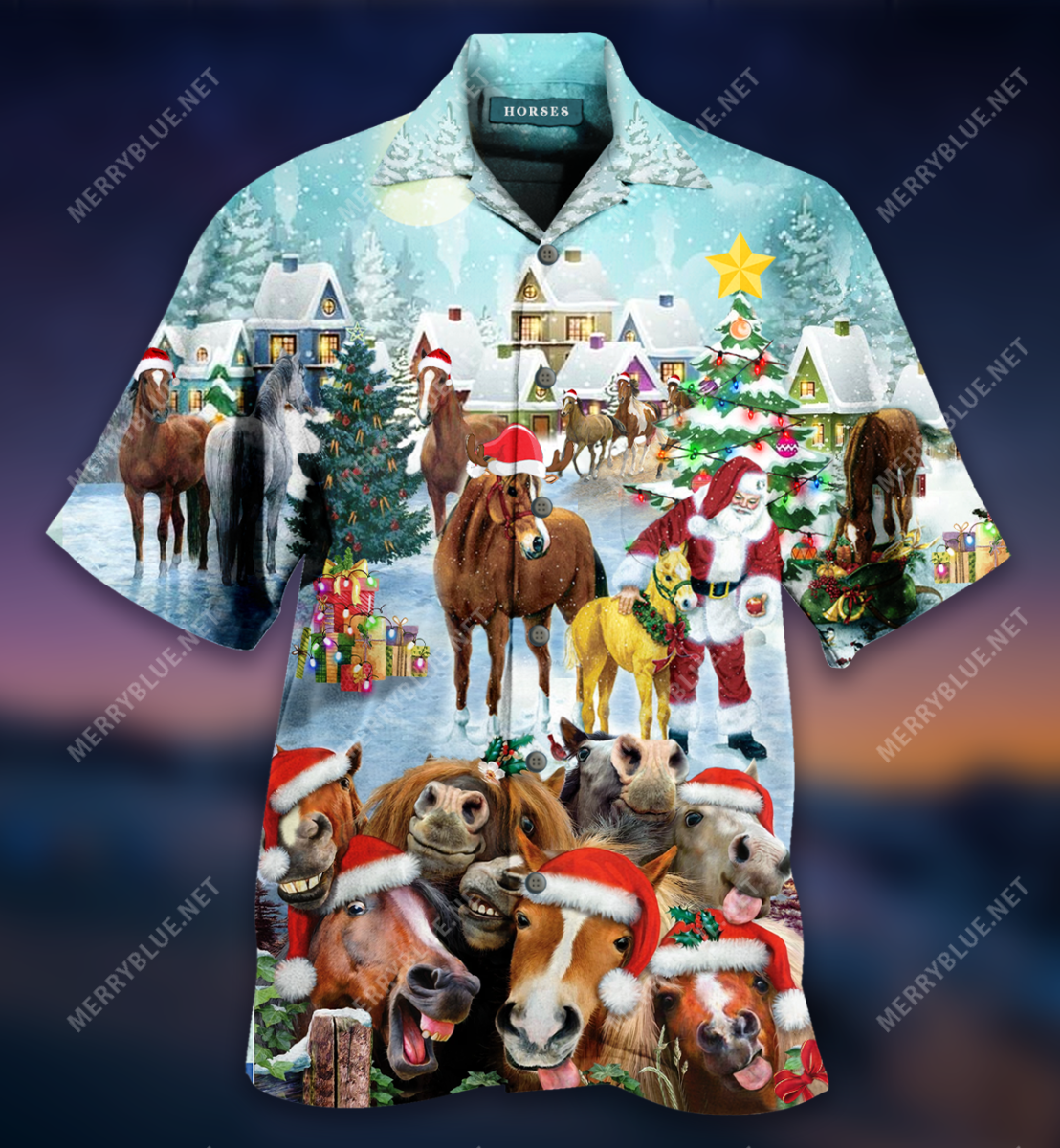 Horsing Around Holiday Christmas Unisex Hawaii Shirt Ha39892