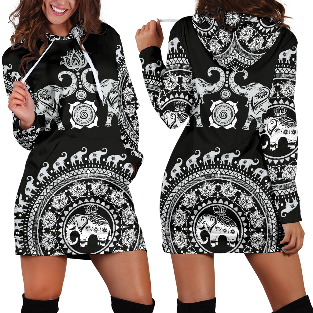 Black Twin Elephants – Hoodie Dress