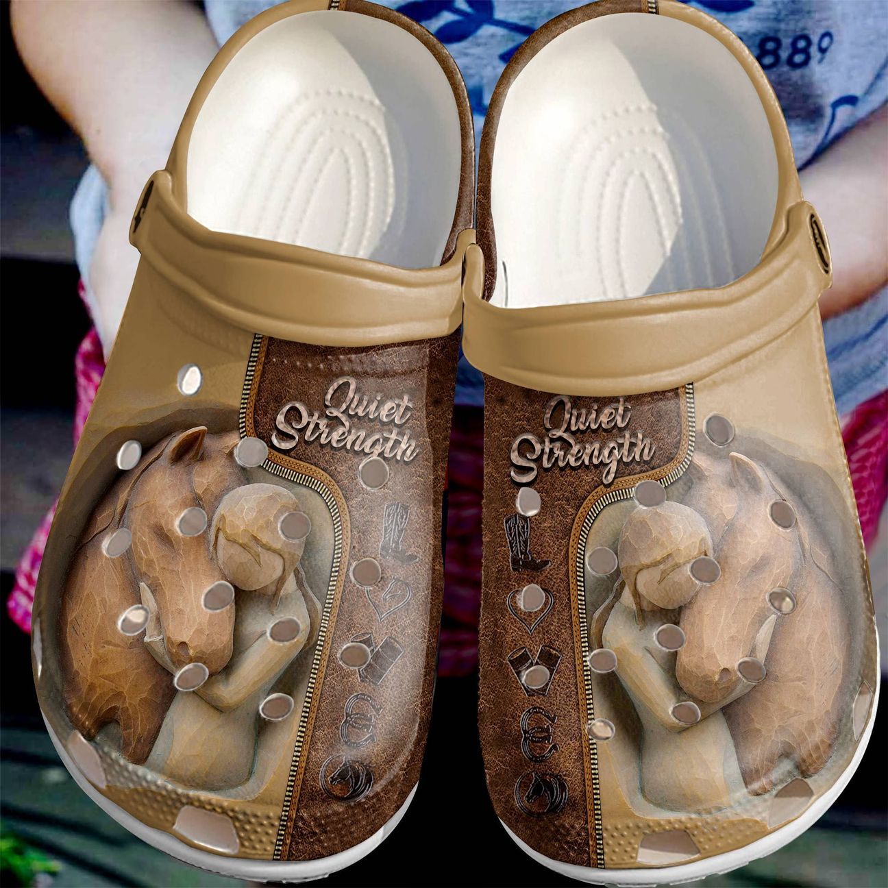 Horse Personalize Clog, Custom Name, Text, Fashion Style For Women, Men, Kid, Print 3D Quiet Strength