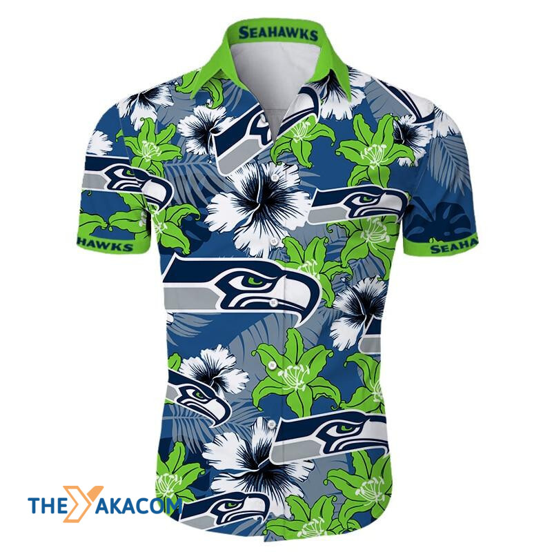 Seattle Seahawks Nfl Team Gift For Fan Tropical Flower Short Sleeve Hawaii Shirt Ha101056