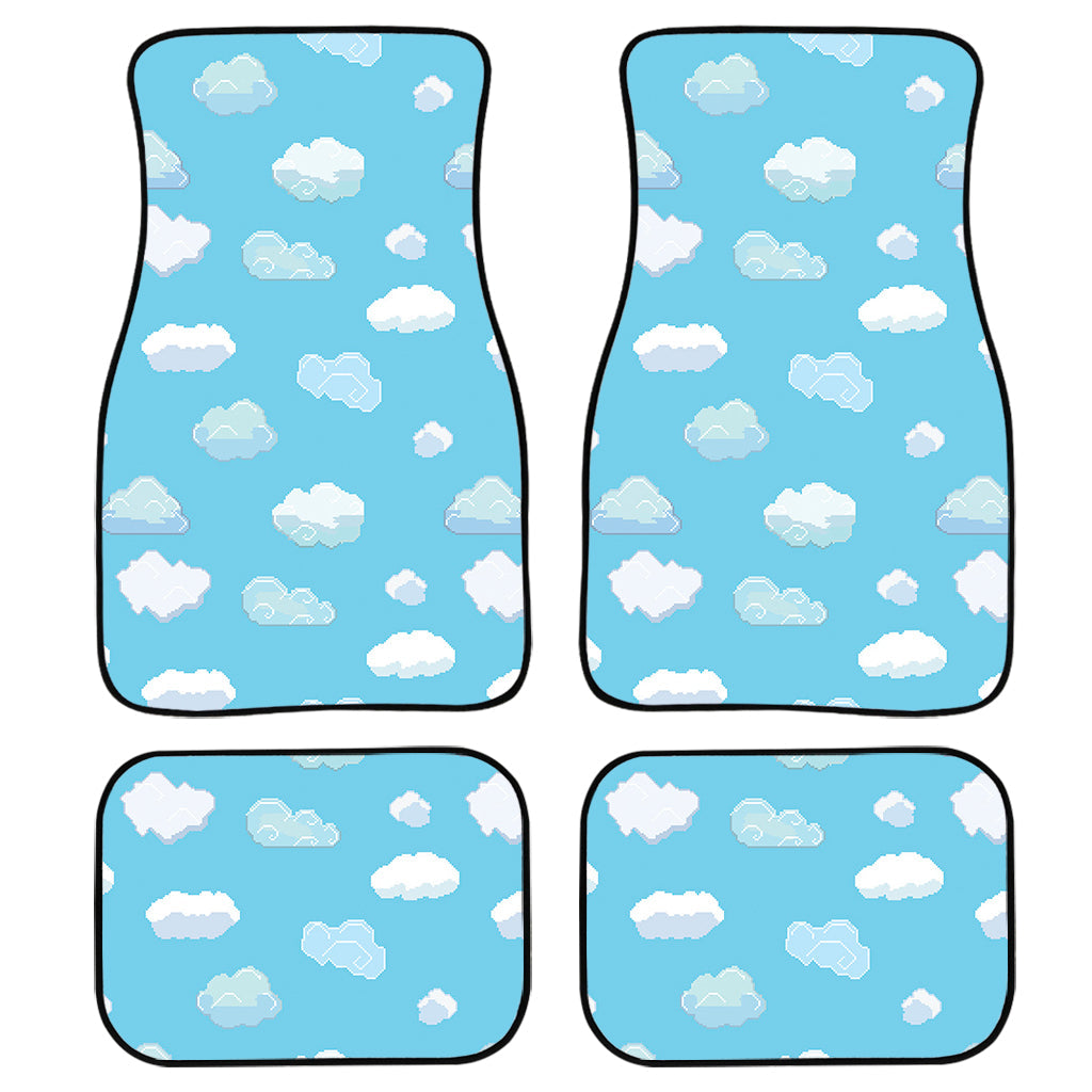 Pixel Cloud Pattern Print Front And Back Car Floor Mats, Front Car Mat