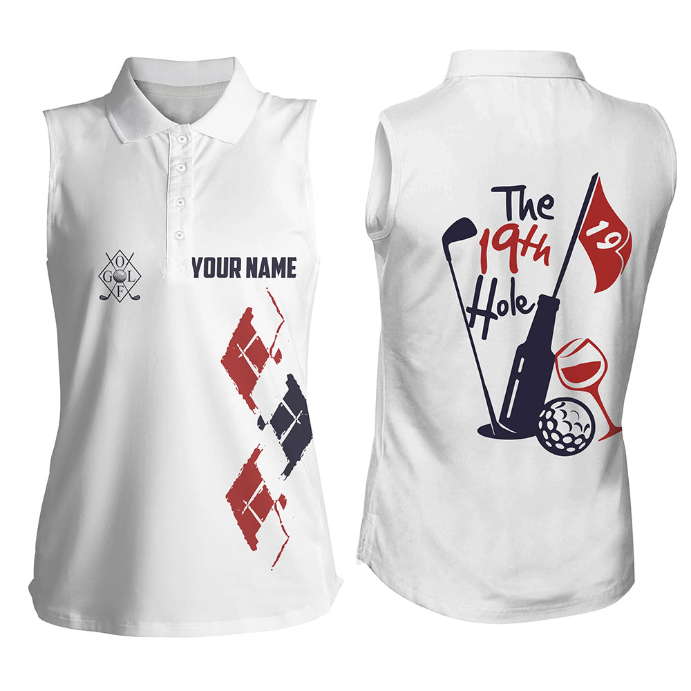 Women Sleeveless Polo Shirt Custom Vintage Golf And Wine The 19Th Hole Golf Clubs Team Polo Shirts