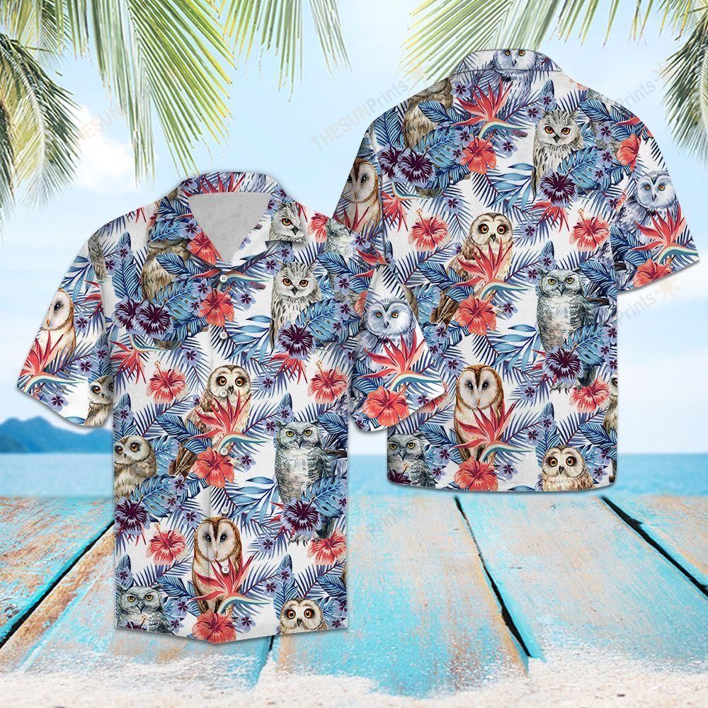 Owl Hibiscus Flower Hawaiian Shirt Ha38267