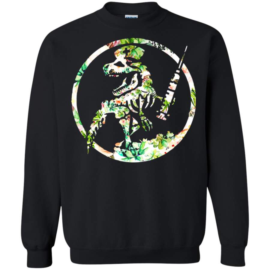 AGR Nurse T-Rex Flower Dinosaur Jurassic Park Sweatshirt