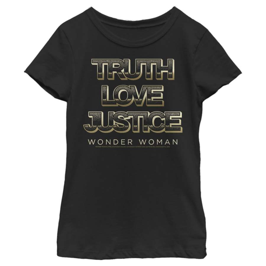 Wonder Woman 1984 Girl’s Golden Truth Love Justice  T-Shirt