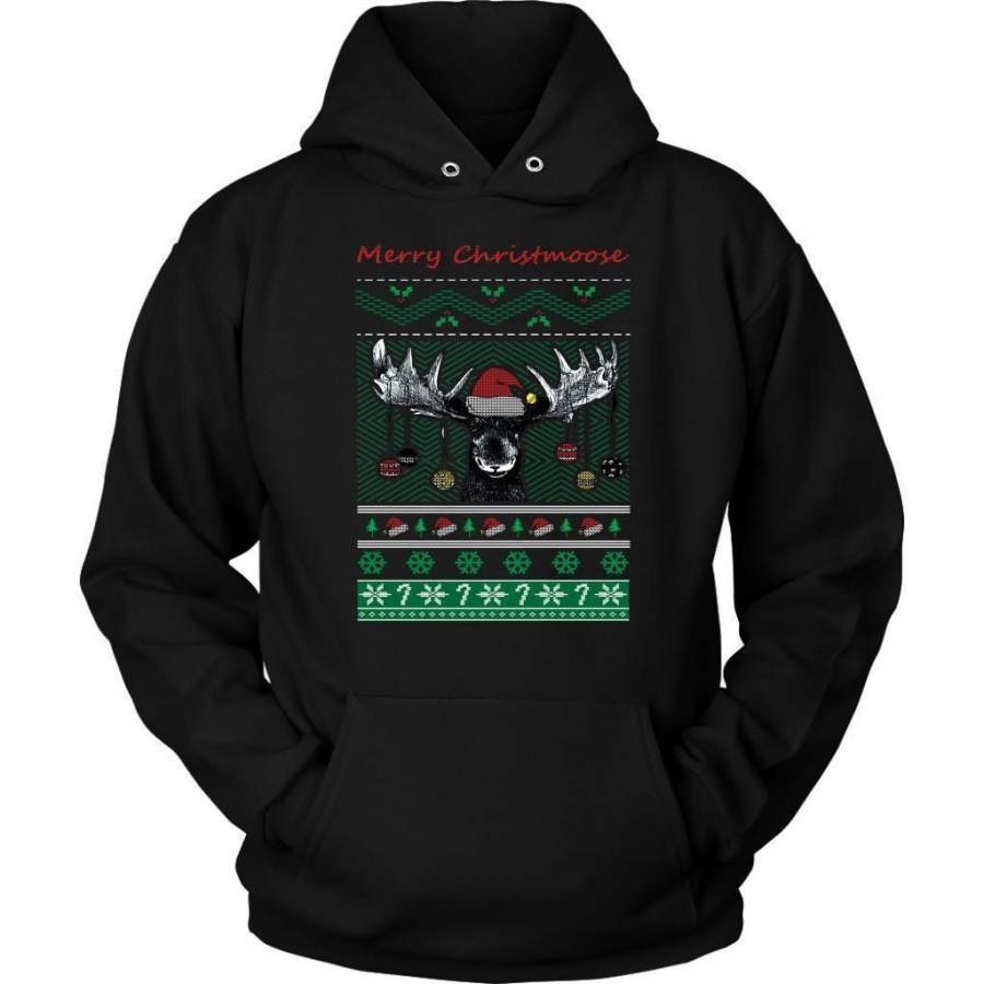 Merry Christmoose Outdoor Hunting Cool Funny Gift Ugly Christmas Sweater Hoodie