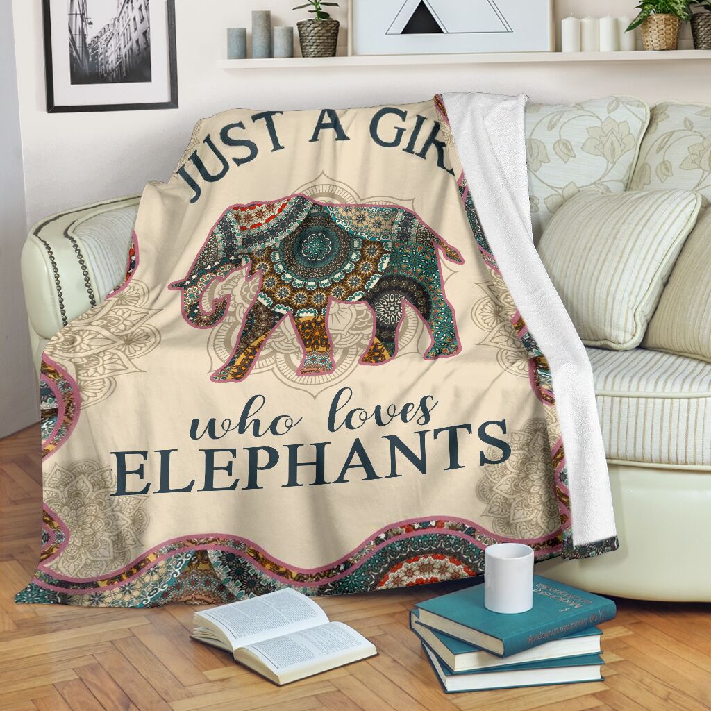 Just A Girl Who Loves Elephants Mandala Blanket Gift For Elephant Love Fleece Blanket, Blanket Sofa Bed, 3D Blanket