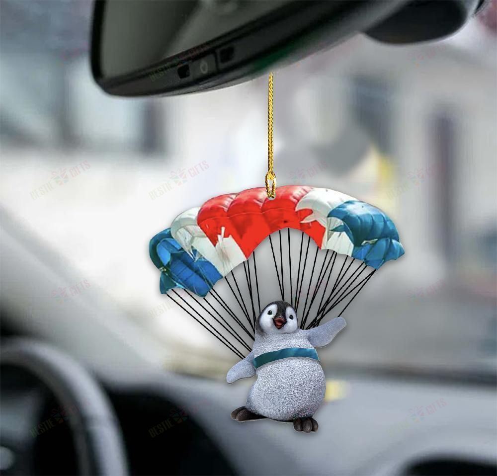 Penguin Hot Air Balloon Two Sides Ornament