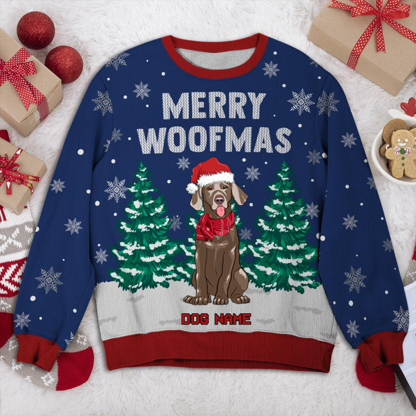 Weimaraner Personalized Sweater, Dog Ugly Christmas Sweater