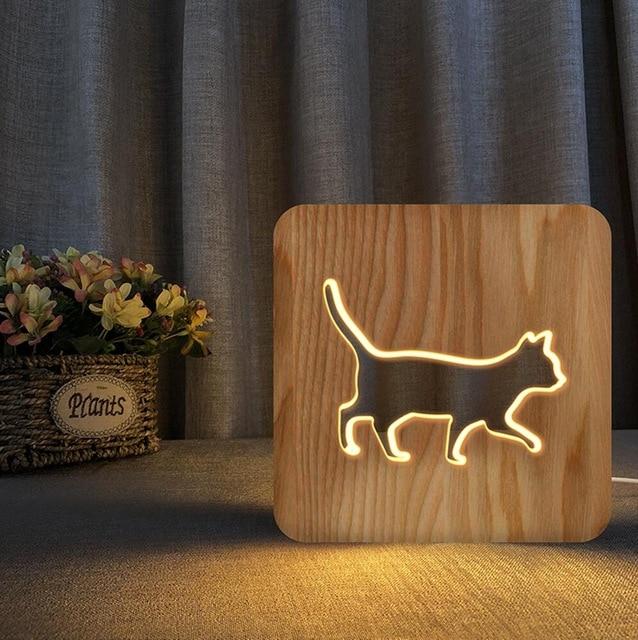 Animal Cute 3D Wooden Lamp