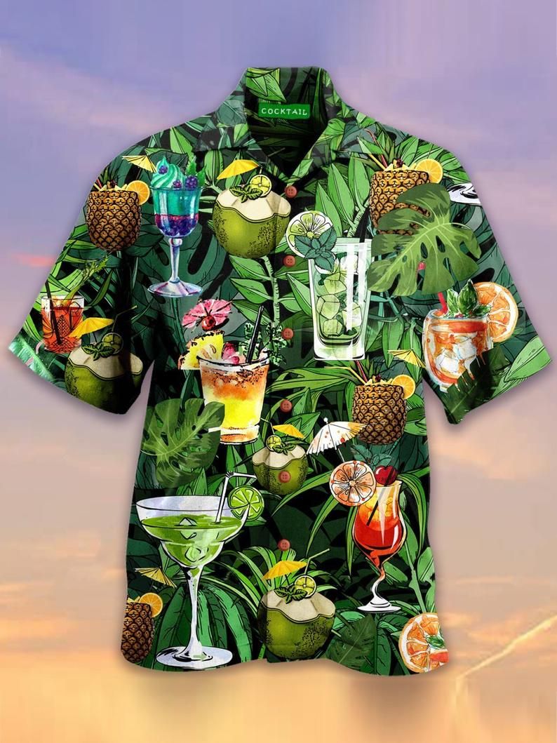 Coctail Green Unique Design Hawaii Shirt Ha5513