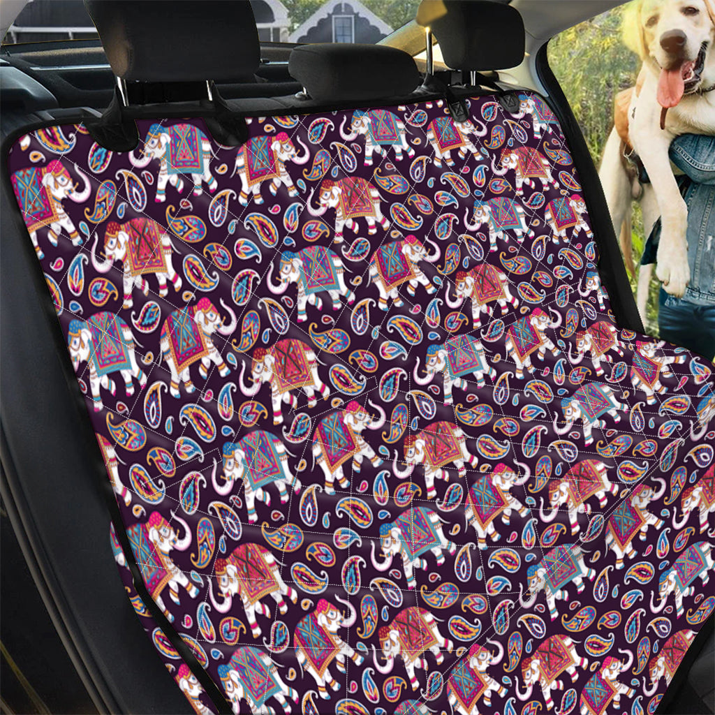 Vintage Indian Elephant Pattern Print Pet Car Back Seat Cover