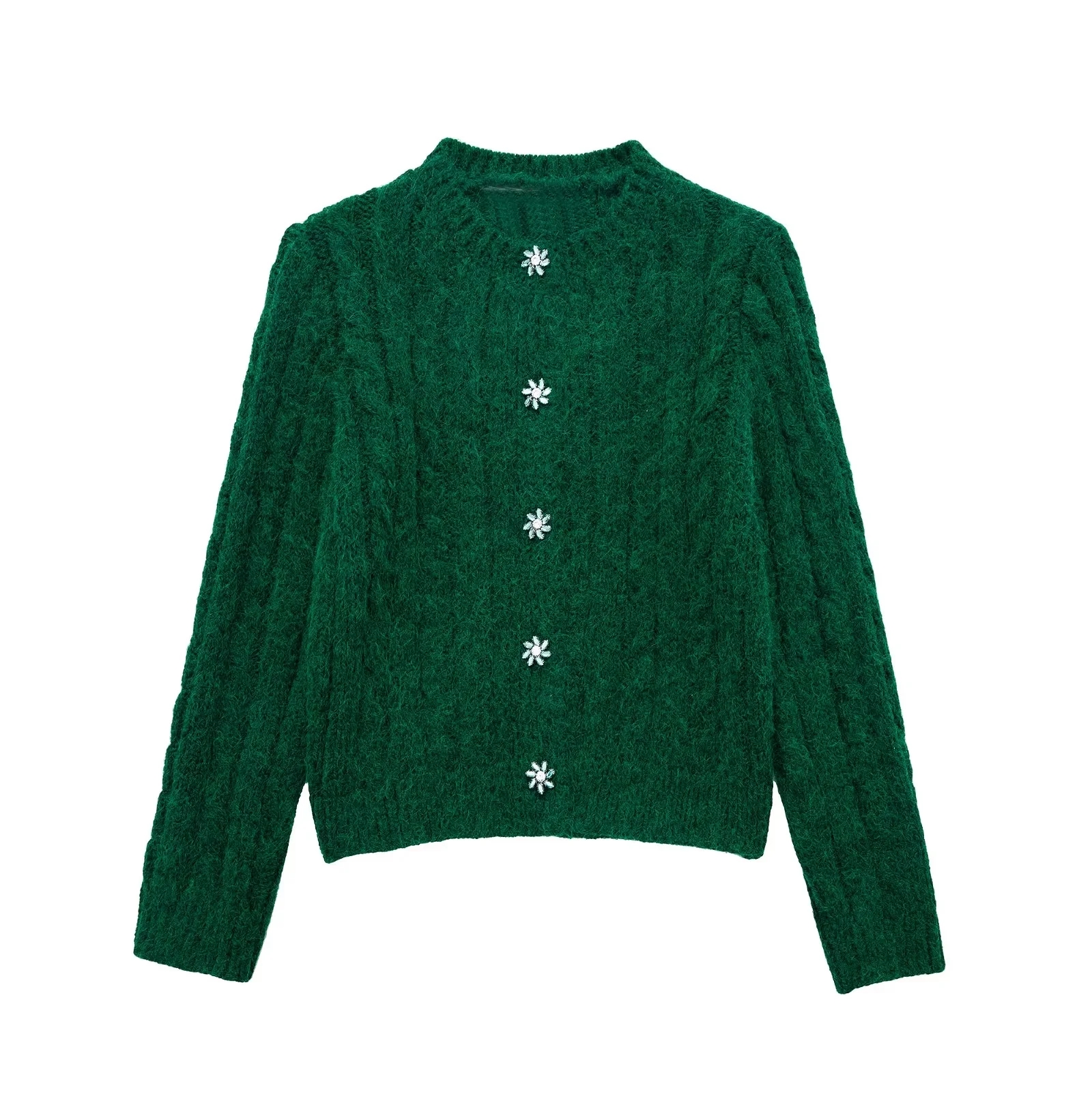 Cardigan Sweaters Women’s Jumpers Knitted Long Sleeve Top Jakcet Coat Green Knitwear Elegant Fashion zatraf Woman Knit Sweater alx