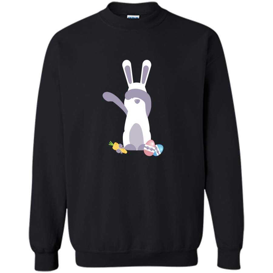 Cute Easter Bunny T-shirt Dabbing Bunny Tshirt Printed Crewneck Pullover Sweatshirt 8 oz