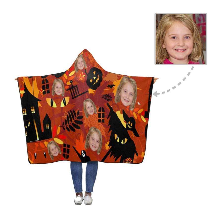 Custom Face Castle Leaves Hooded Blanket