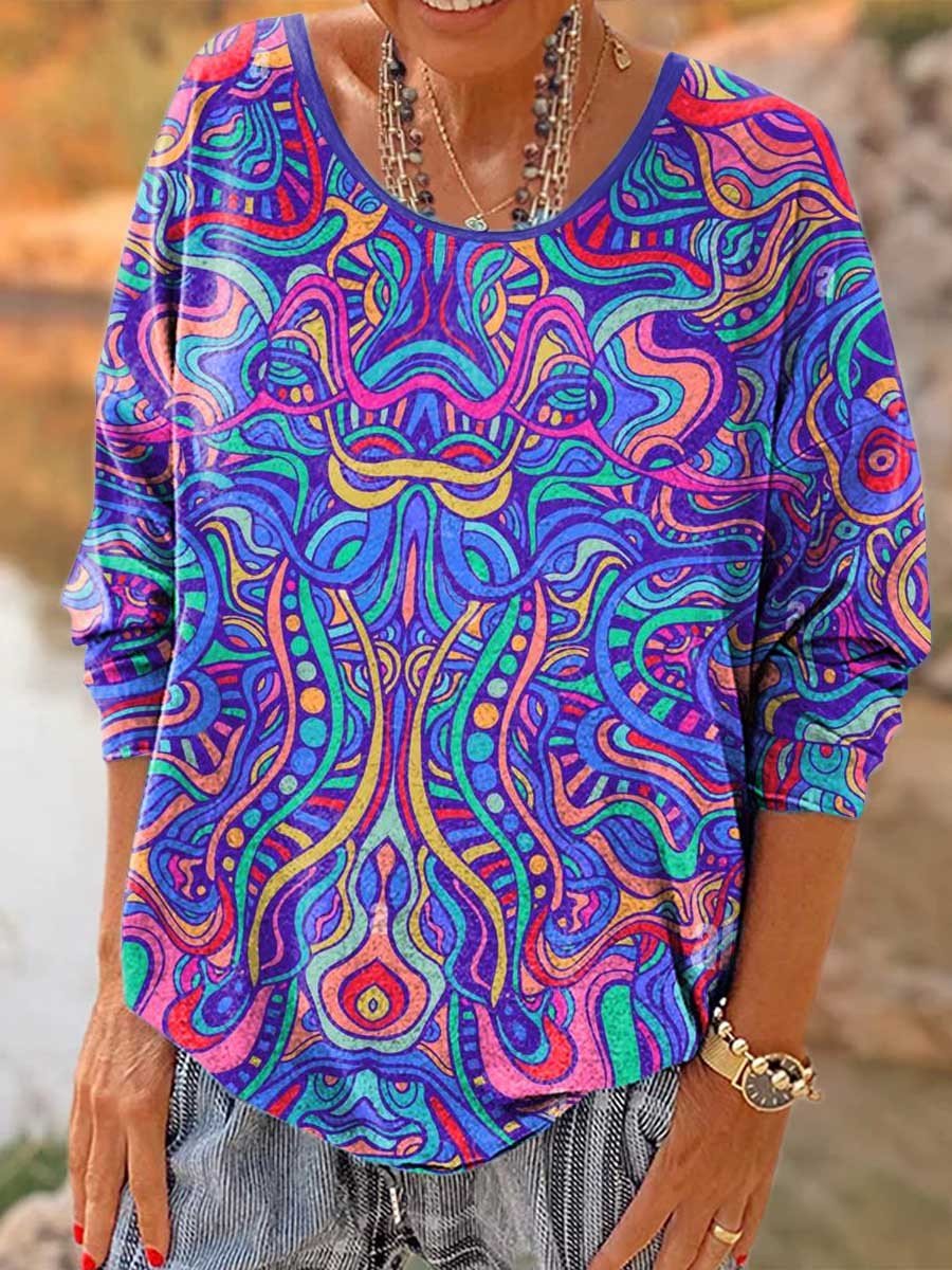 Women’S Hippie Printed Long Sleeve T-Shirt