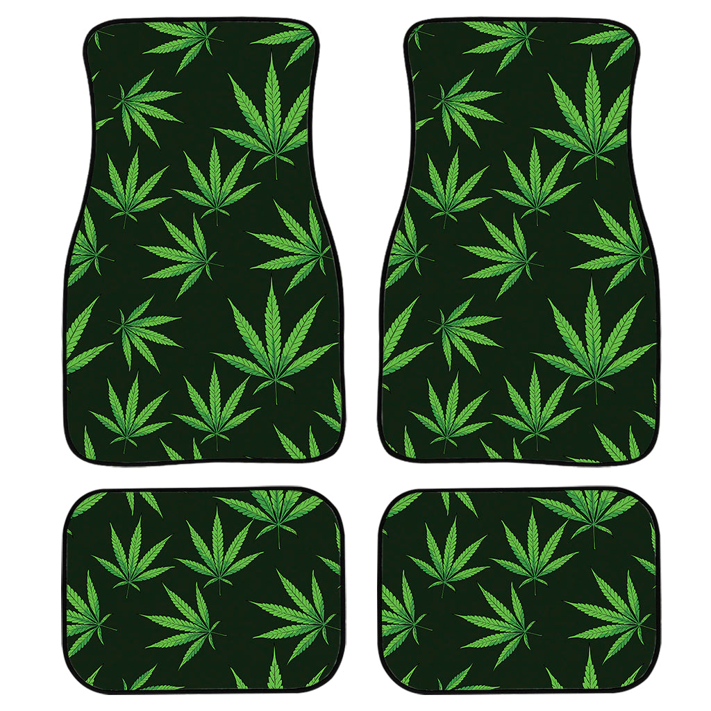 Pot Leaf Pattern Print Front And Back Car Floor Mats, Front Car Mat