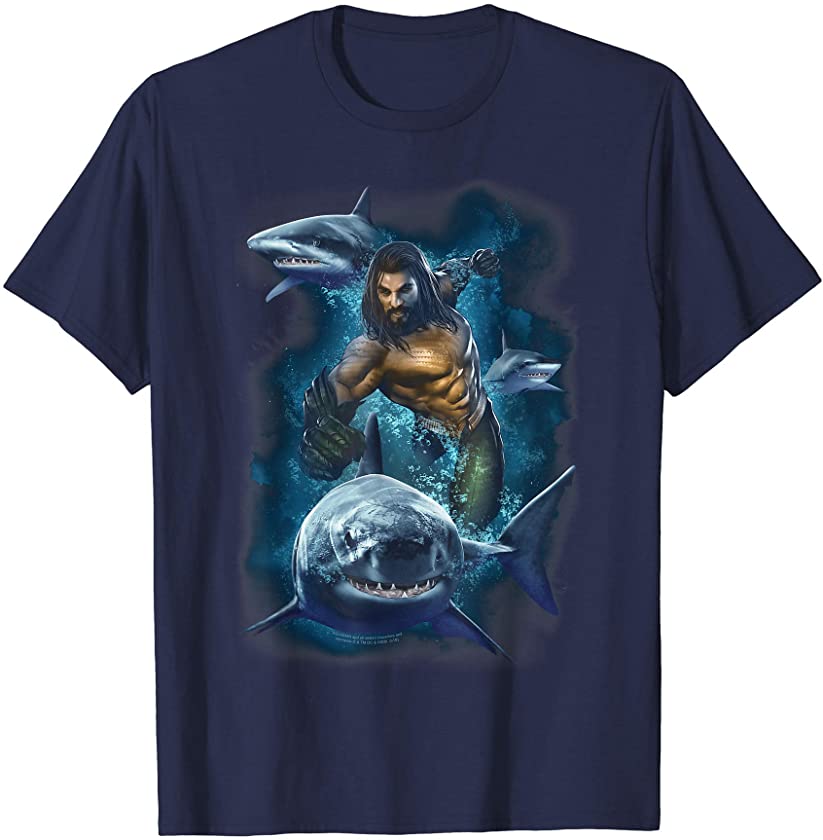 Aquaman Movie Swimming With Sharks T-Shirt