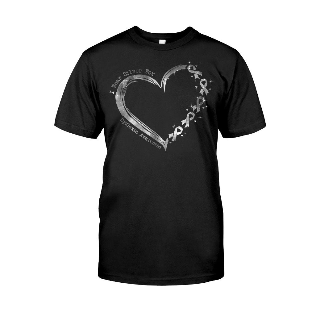 I Wear Silver For Someone I Love Heart – Dyslexia Awareness Personalized T-Shirt And Hoodie