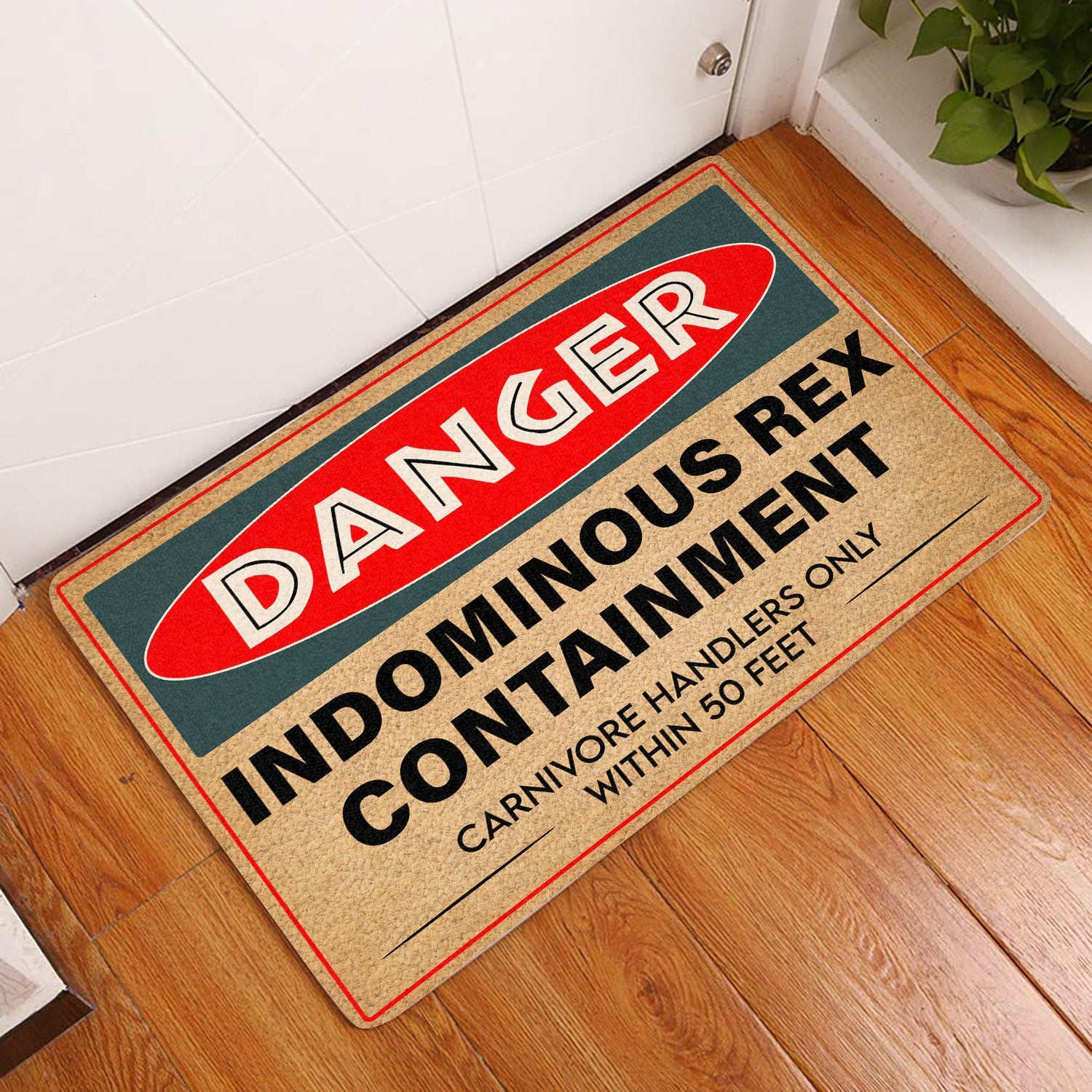 Danger Indominous Rex Containment All Over Printing Doormat Pre2014