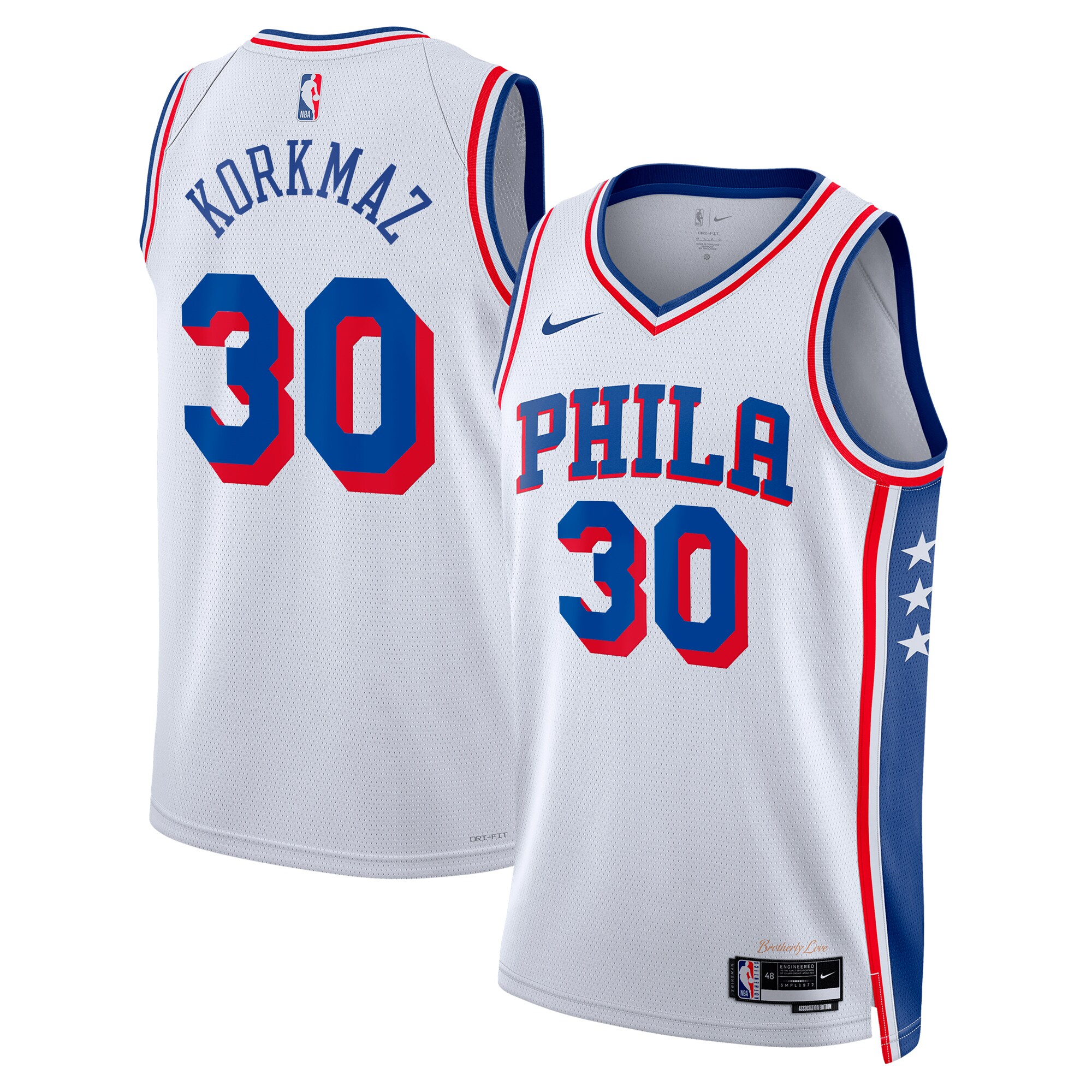 Philadelphia 76ers Association Edition Swingman Jersey – White – Furkan Korkmaz – Unisex