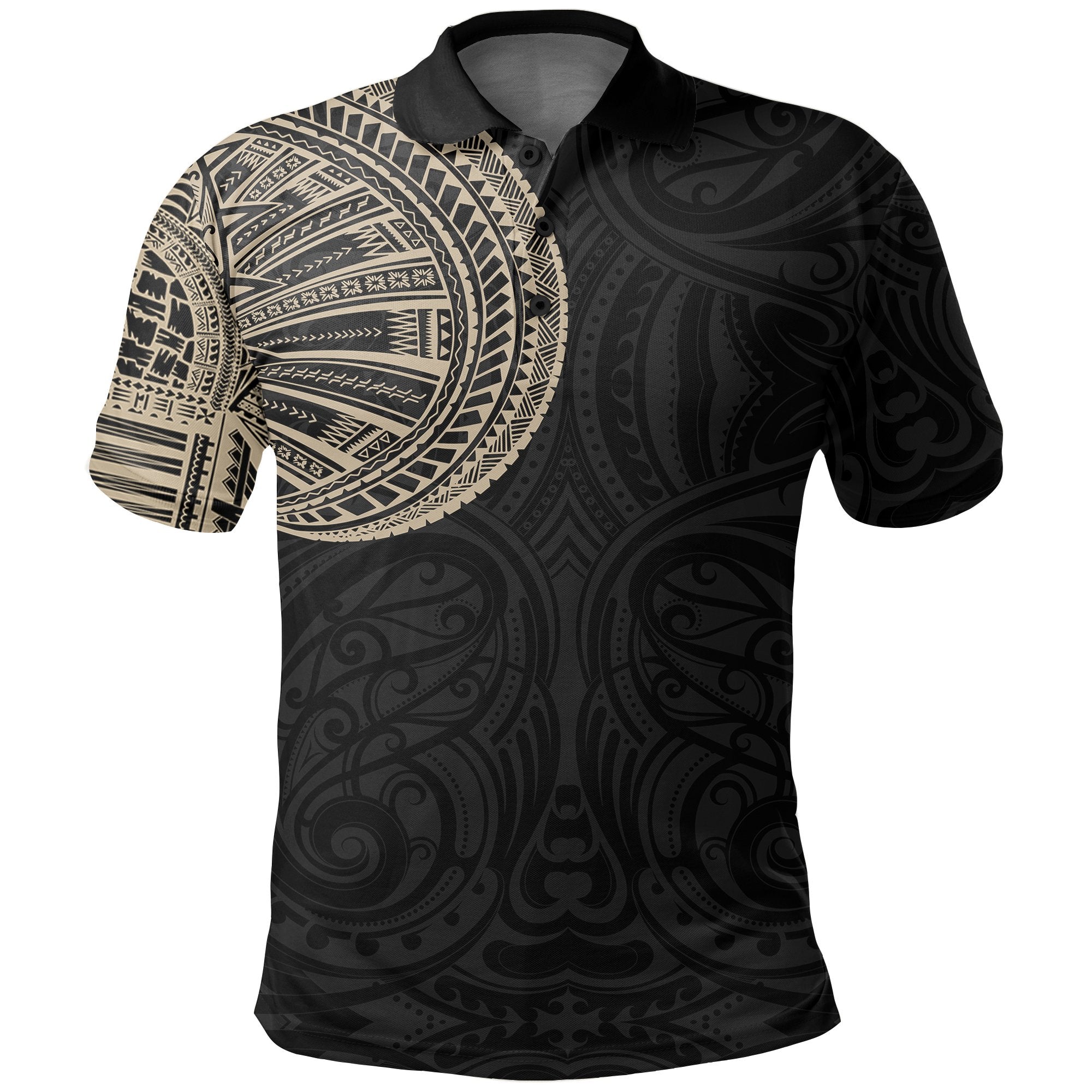 Samoa Tribal Polo Shirt Maori Tattoo Roman Reigns Gold - TattoosCafe