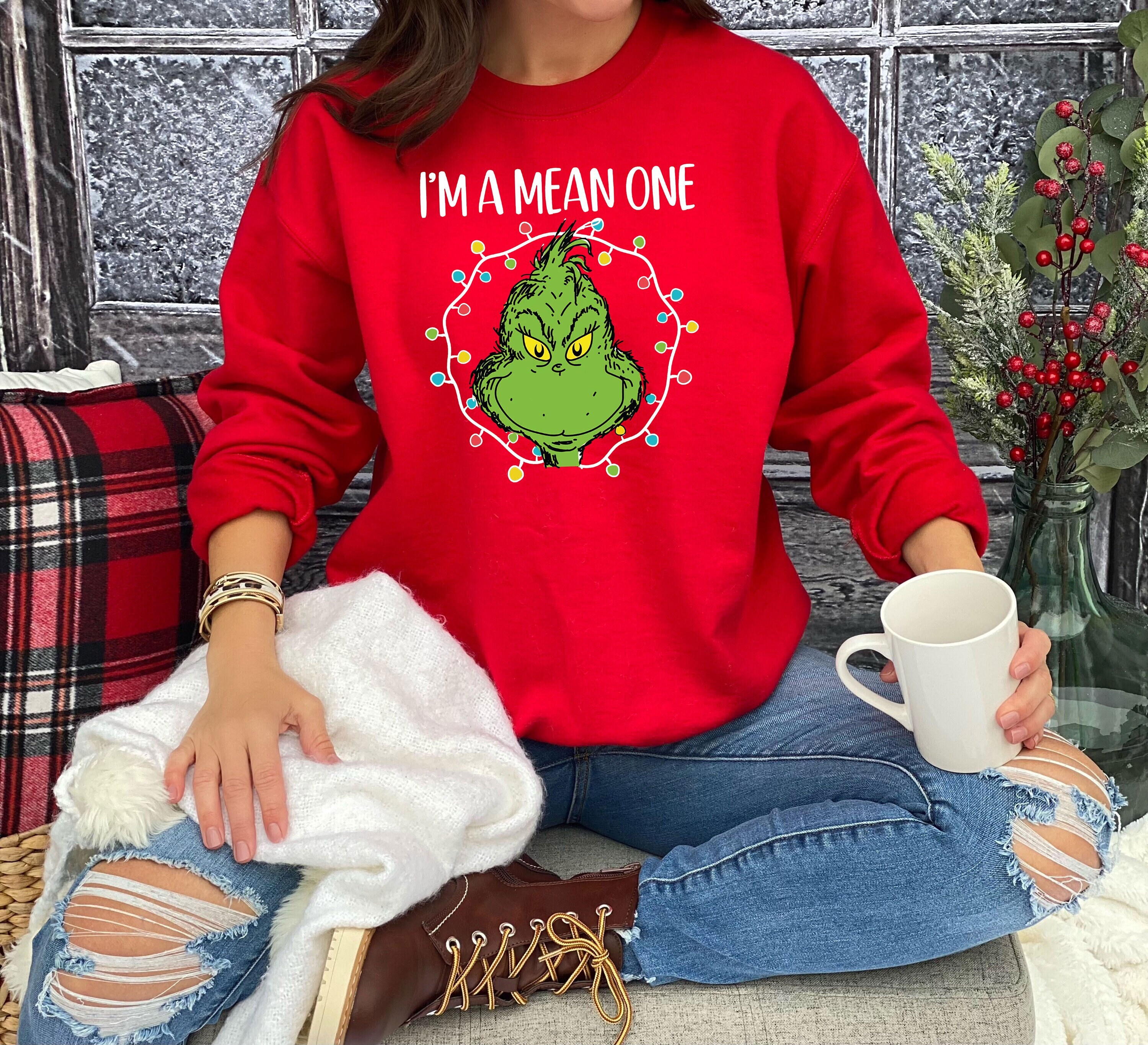 I’m A Mean One Sweatshirt, Funny Christmas Shirt, Xmas Tree Sweater, Grinch Stole Christmas, Grinchmas Sweatshirt, Merry Christmas