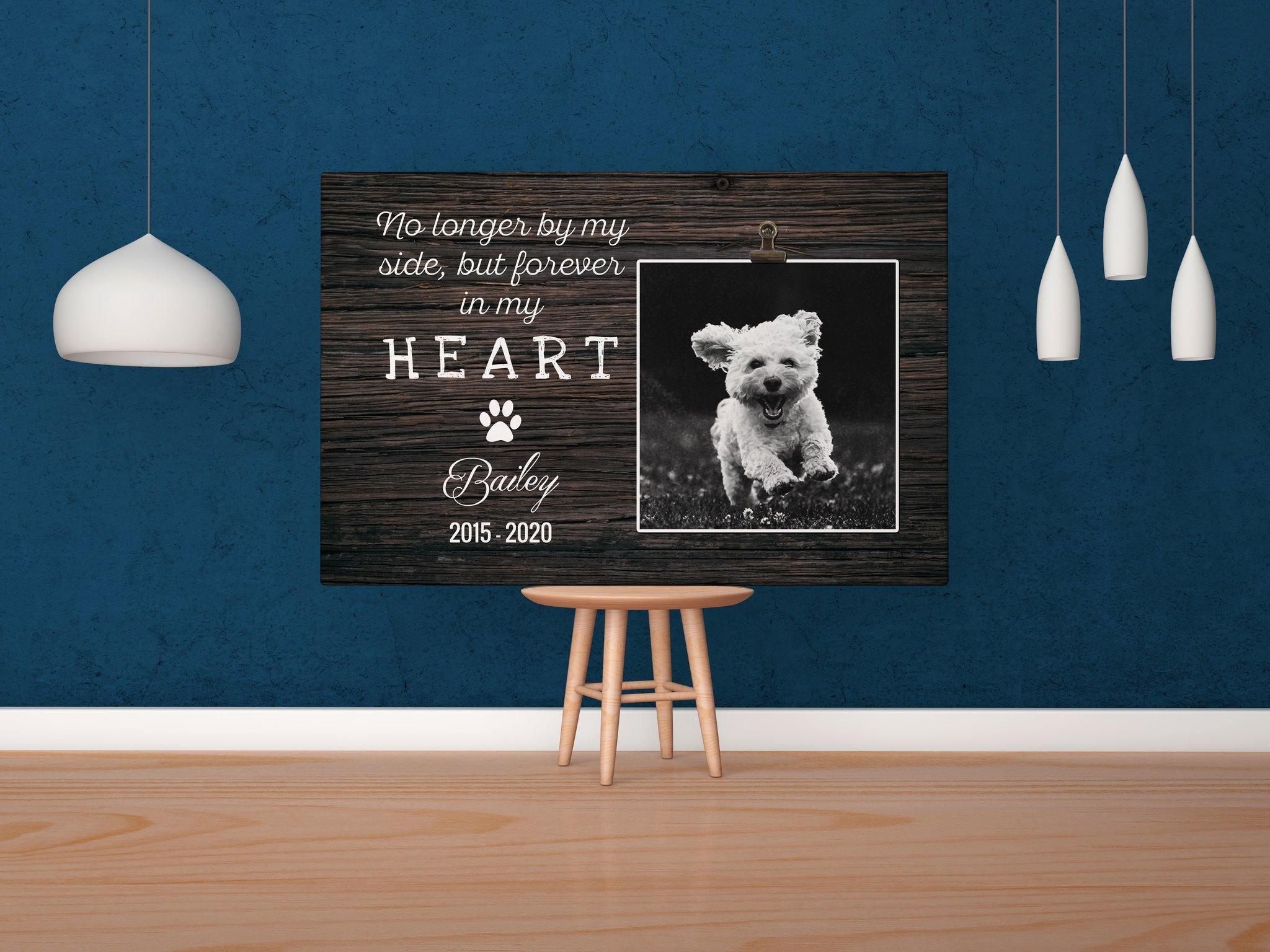 [Personalized Name, Date & Photo] Forever In My Heart In Your Heart  Gift For Family Home Decor Wall Art Canvas Memorial Home Decor