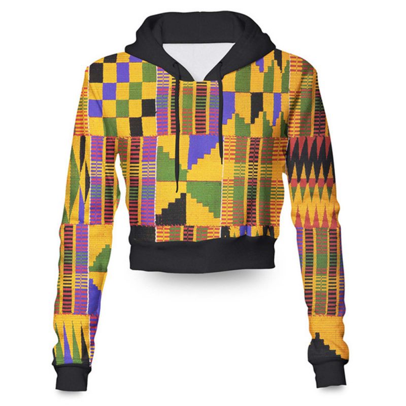 Kente Crop Hoodie