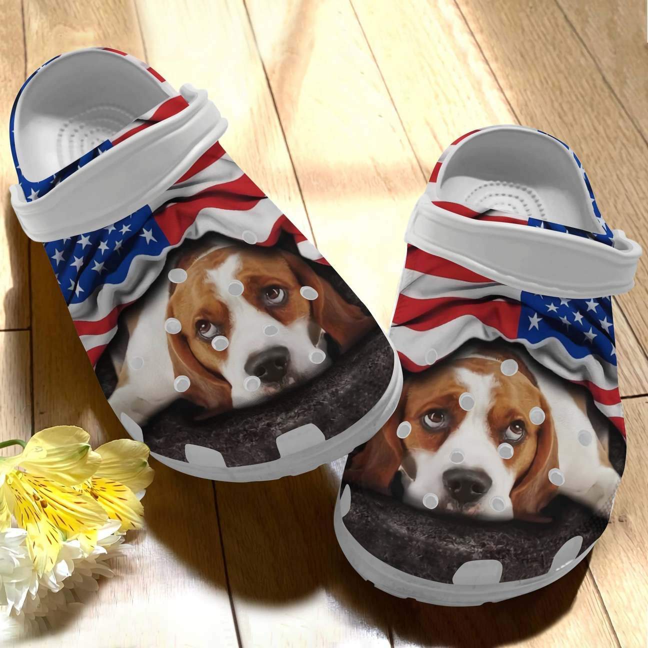 Beagle Personalized Clog, Custom Name, Text Beagle Flag, Fashion Style For Women, Men, Kid, Print 3D